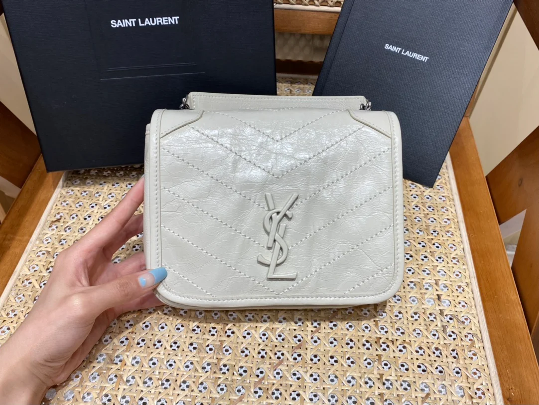Маленькая сумка через плечо YSL-niki-Chain, белая.