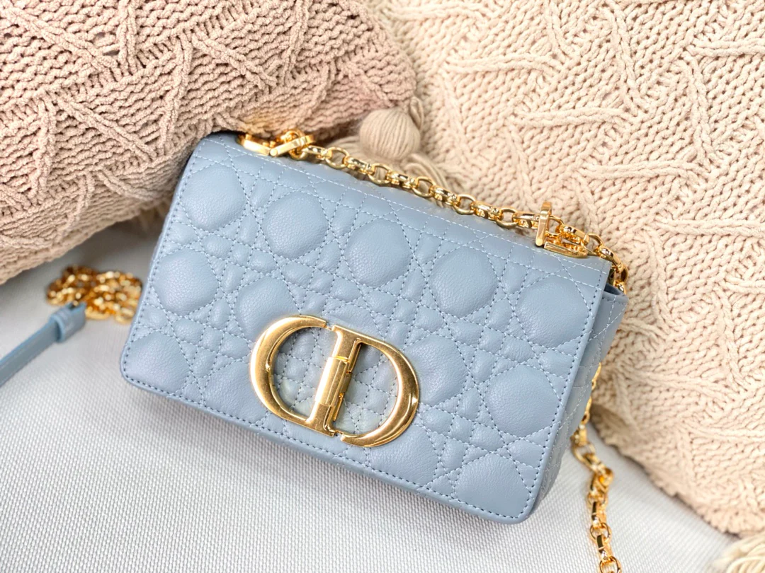 Dior Caro Small 20cm Небесно-голубая телячья кожа