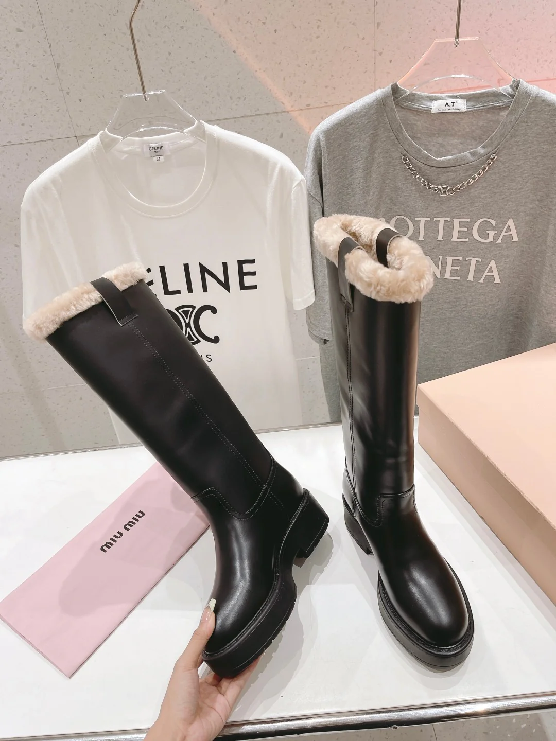 Ботинки на платформе Miu Miu 2024 - черные