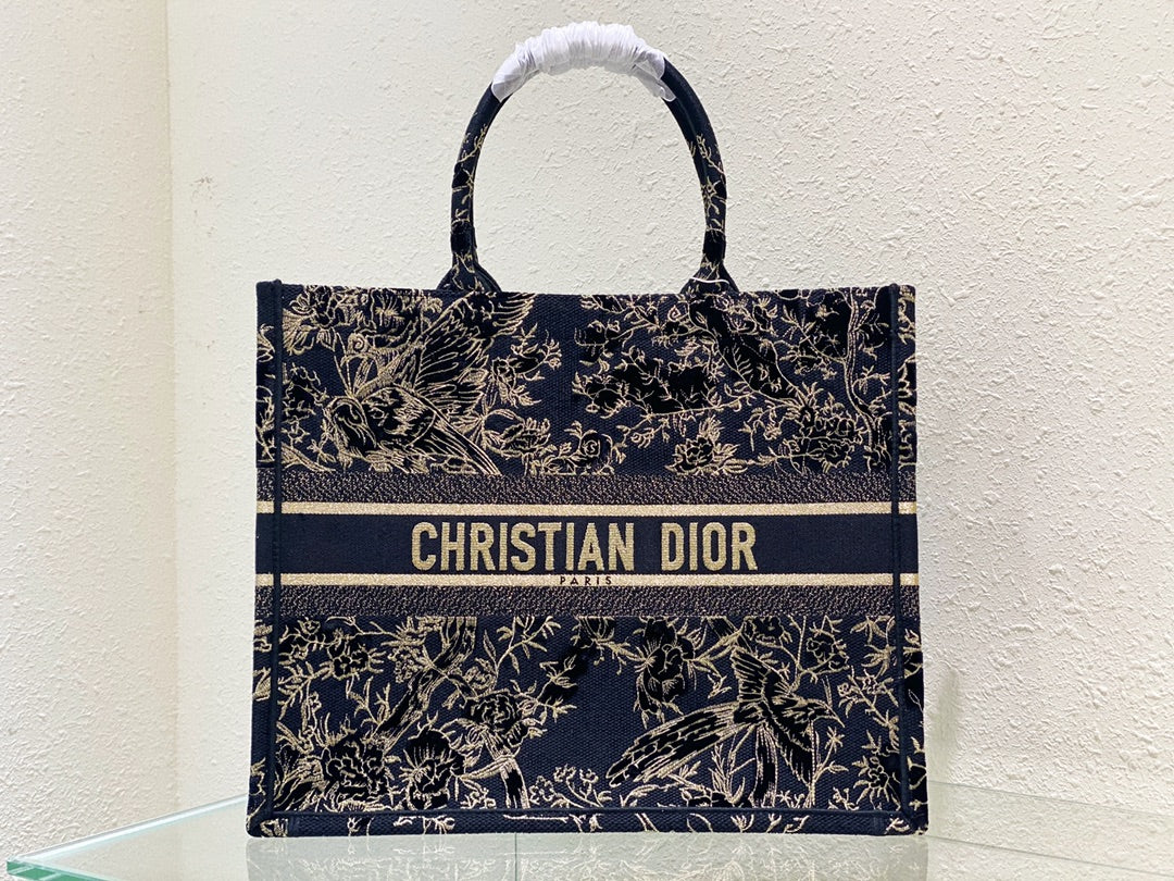 Сумка-тоут Dior Book Tote - вышитый бархат и металлизированная строчка - большой размер 41-5 см