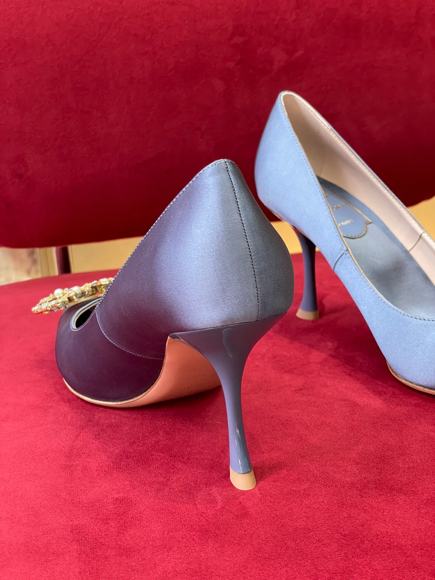 Туфли RV - ручная работа со стразами Swarovski - туфли на высоком каблуке - синие