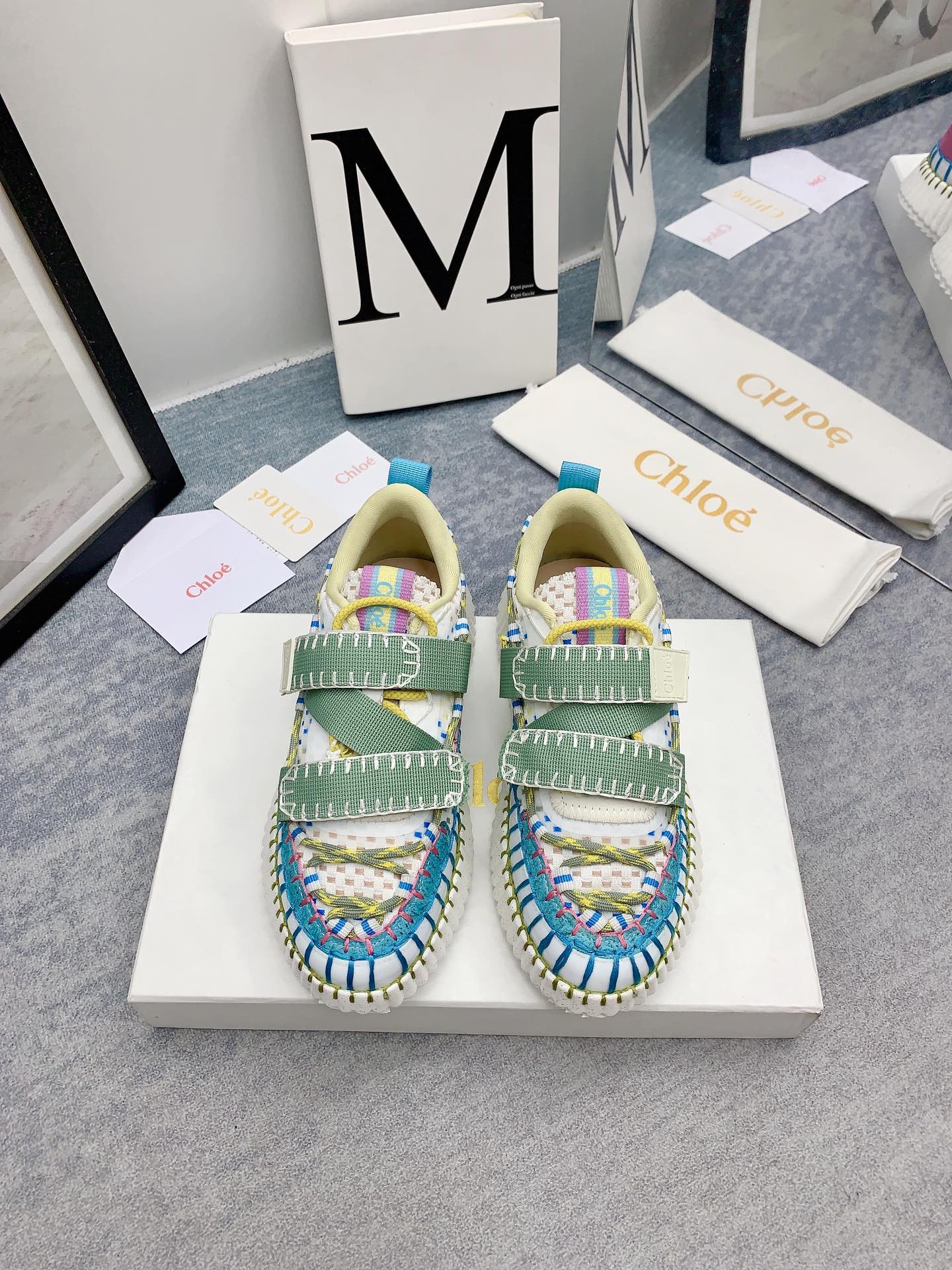 Кроссовки Chloe-nama-sneaker Rainbow Series - Кроссовки на липучках - Сине-зеленые