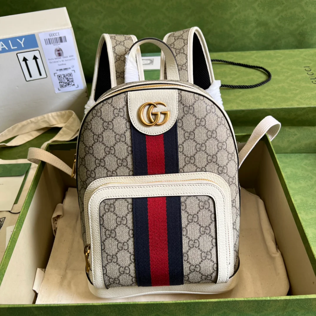 Рюкзак Gucci Ophidia Monogram из белой кожи - 23x29x14 см - Белый