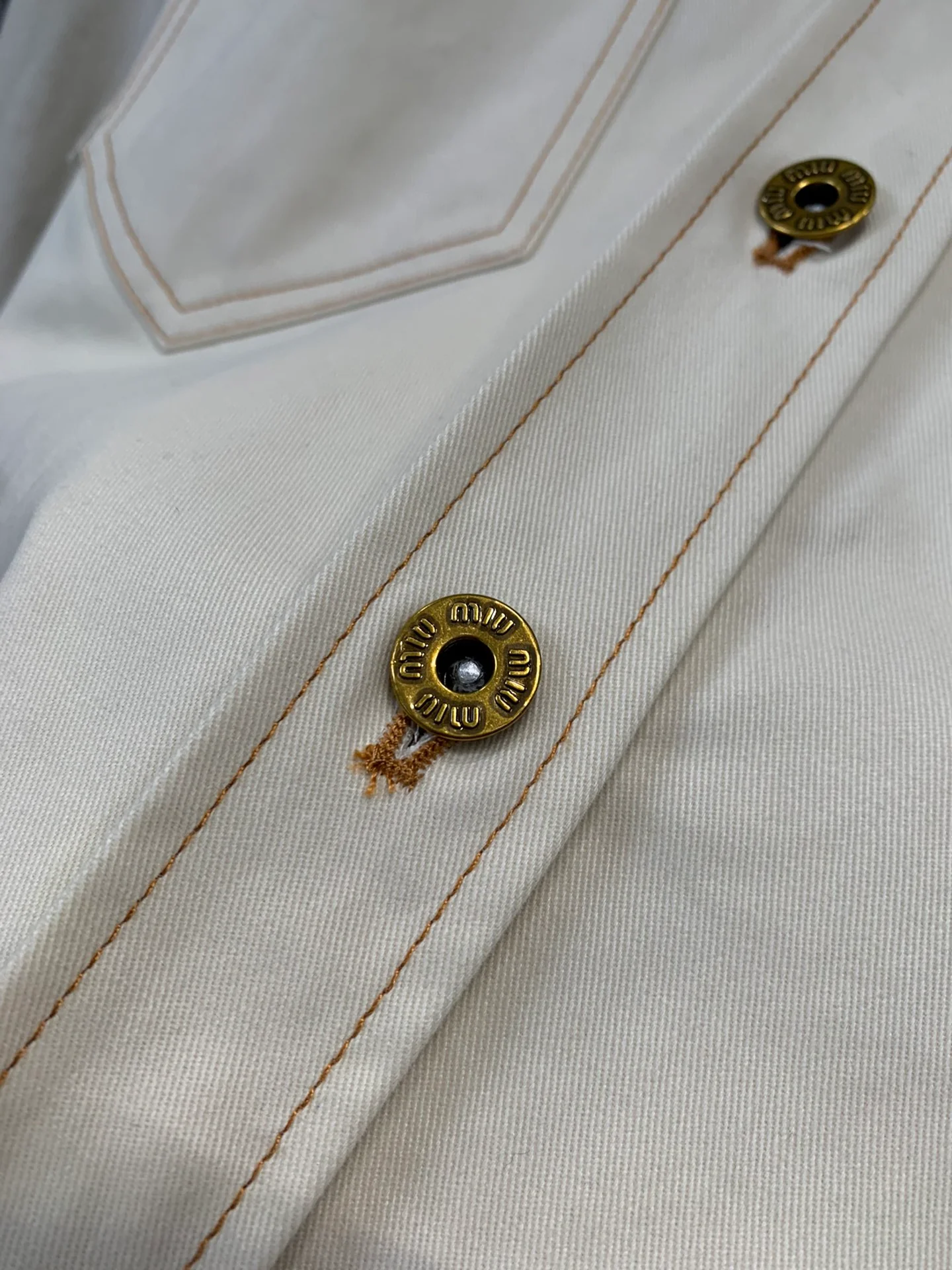 Укороченная однобортная джинсовая рубашка-куртка Miu Miu-2404