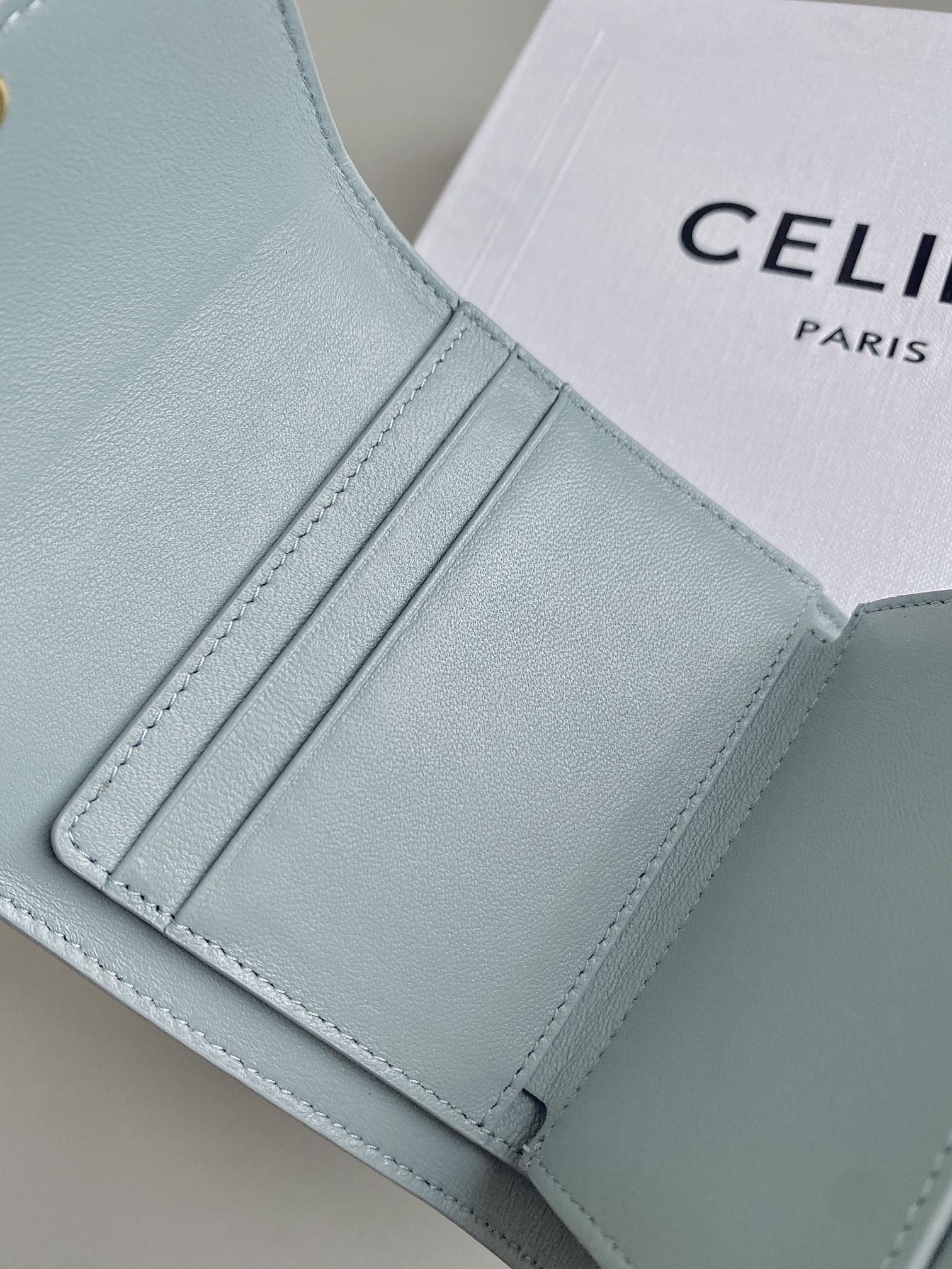 Celine-TRIOMPHE 三折卡包钱包 冰川蓝