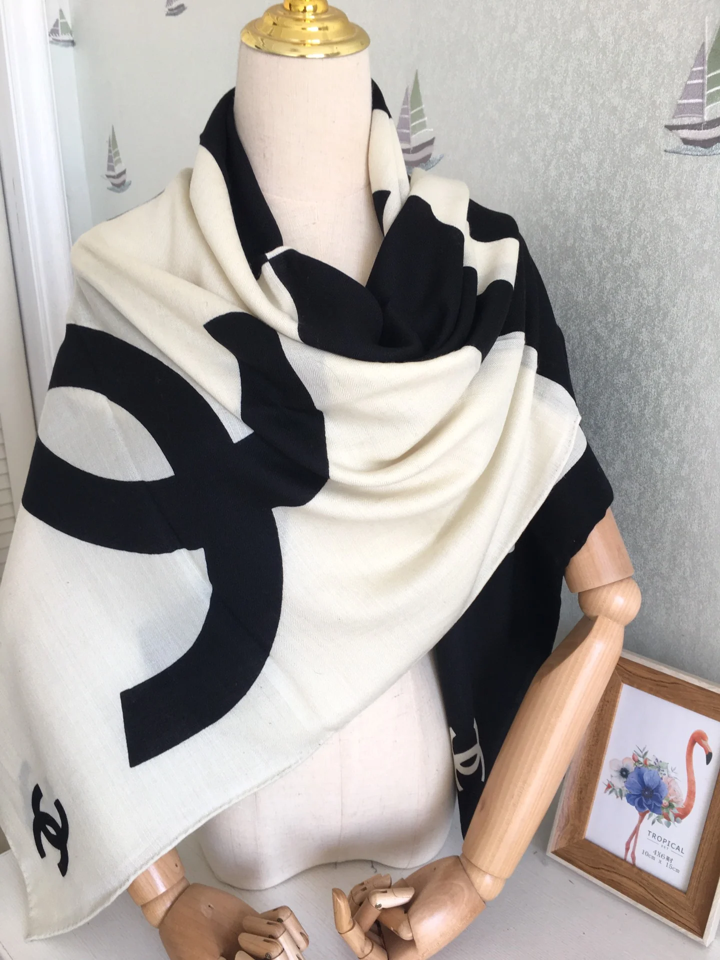 Большой квадратный шарф Chanel - 140 см - 30 - Шелк 70 - Шерсть - 2