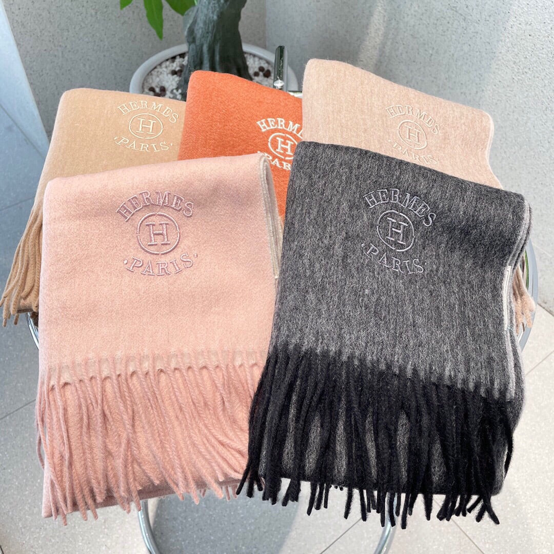 Кашемировый шарф Hermes Premium из шелкового полотна - 32 см - 180 см