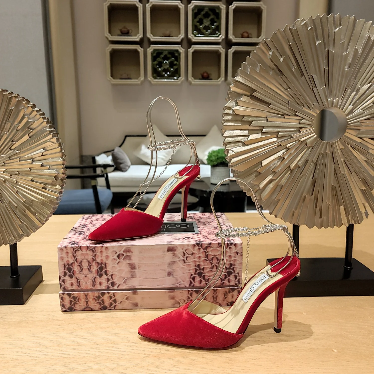 Сандалии на высоком каблуке Jimmy Crystal Chain