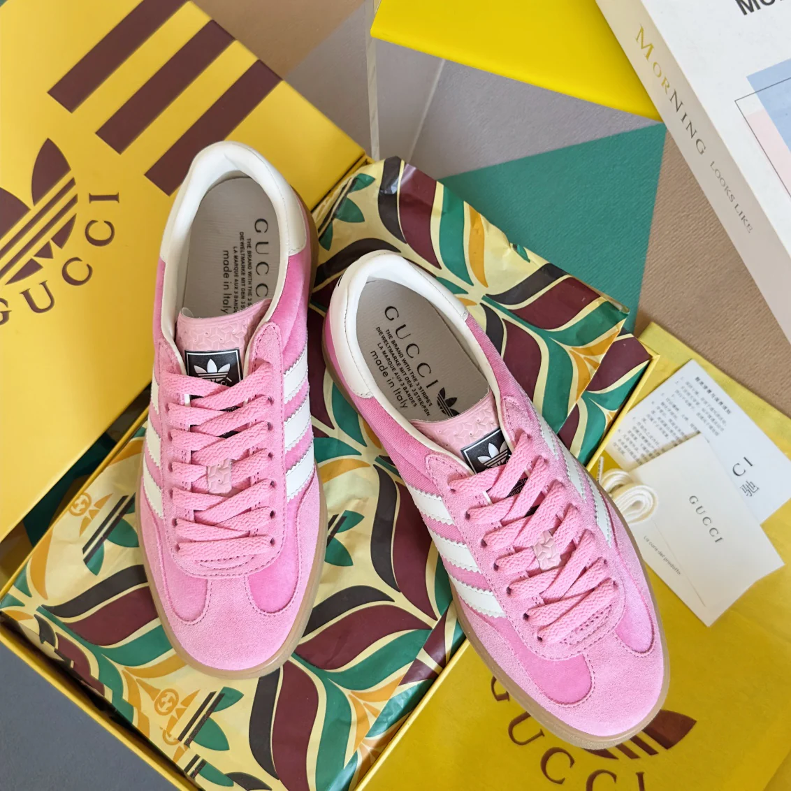 Скейтбордистские кроссовки Gucci 2024 - розовые