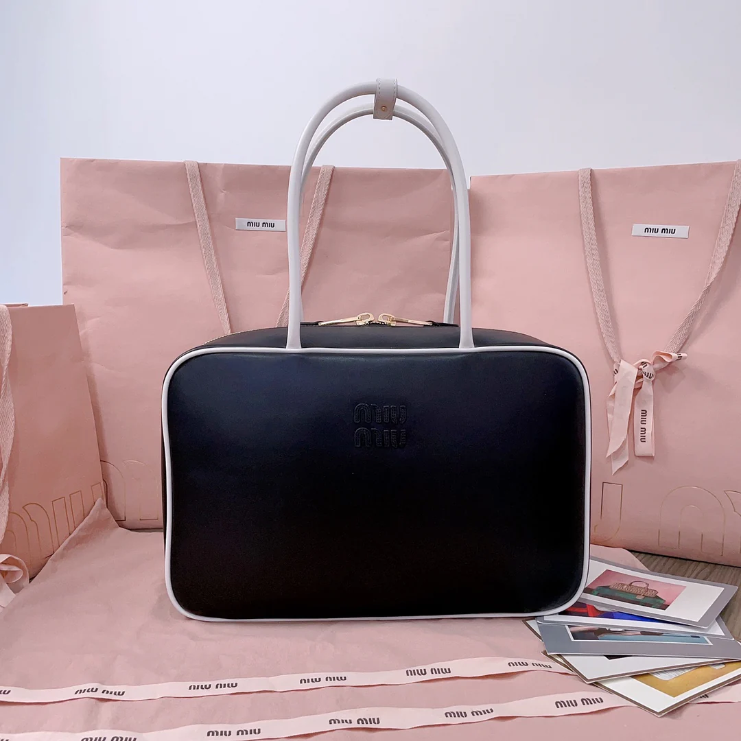 Miu Miu-5bb117-Двухцветный портфель в стиле пэчворк-черный