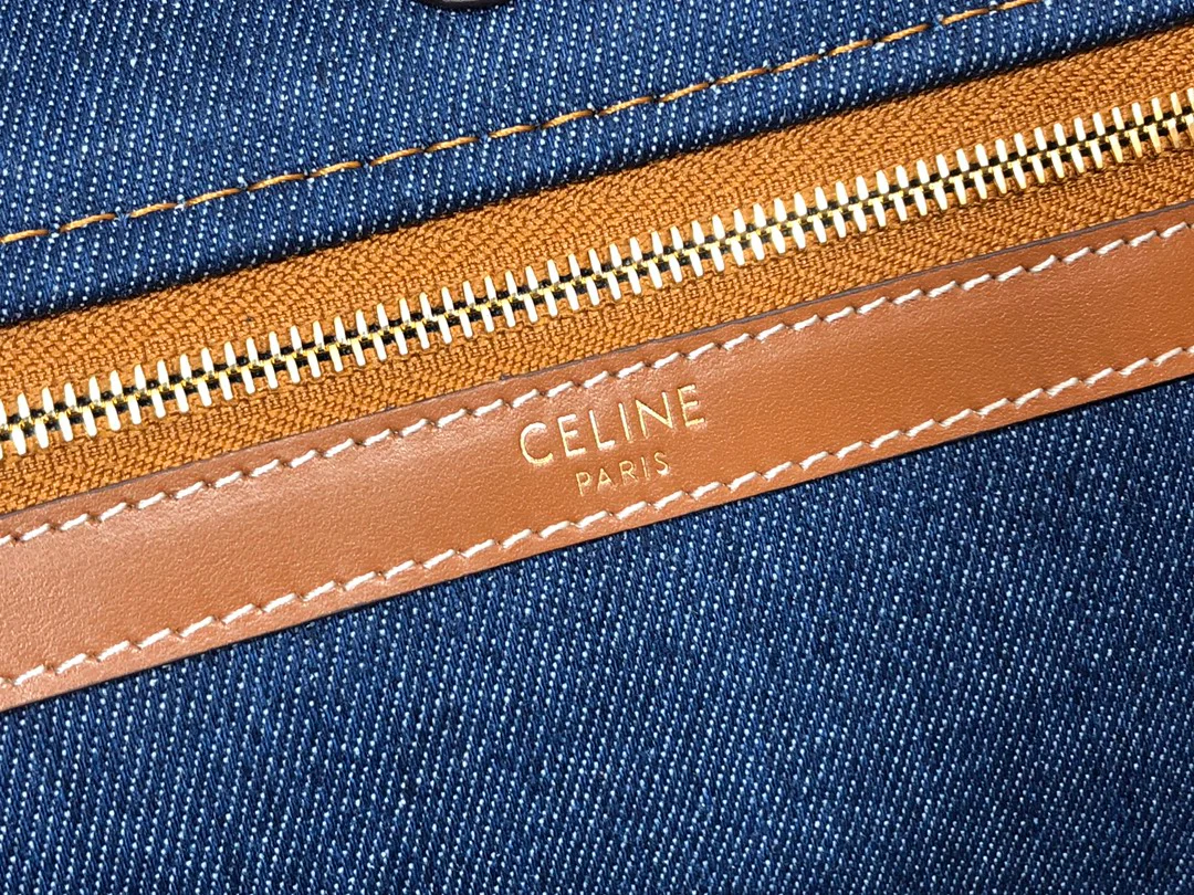 Квадратная сумка Celine-Cabas из джинсовой ткани, канваса и коровьей кожи.