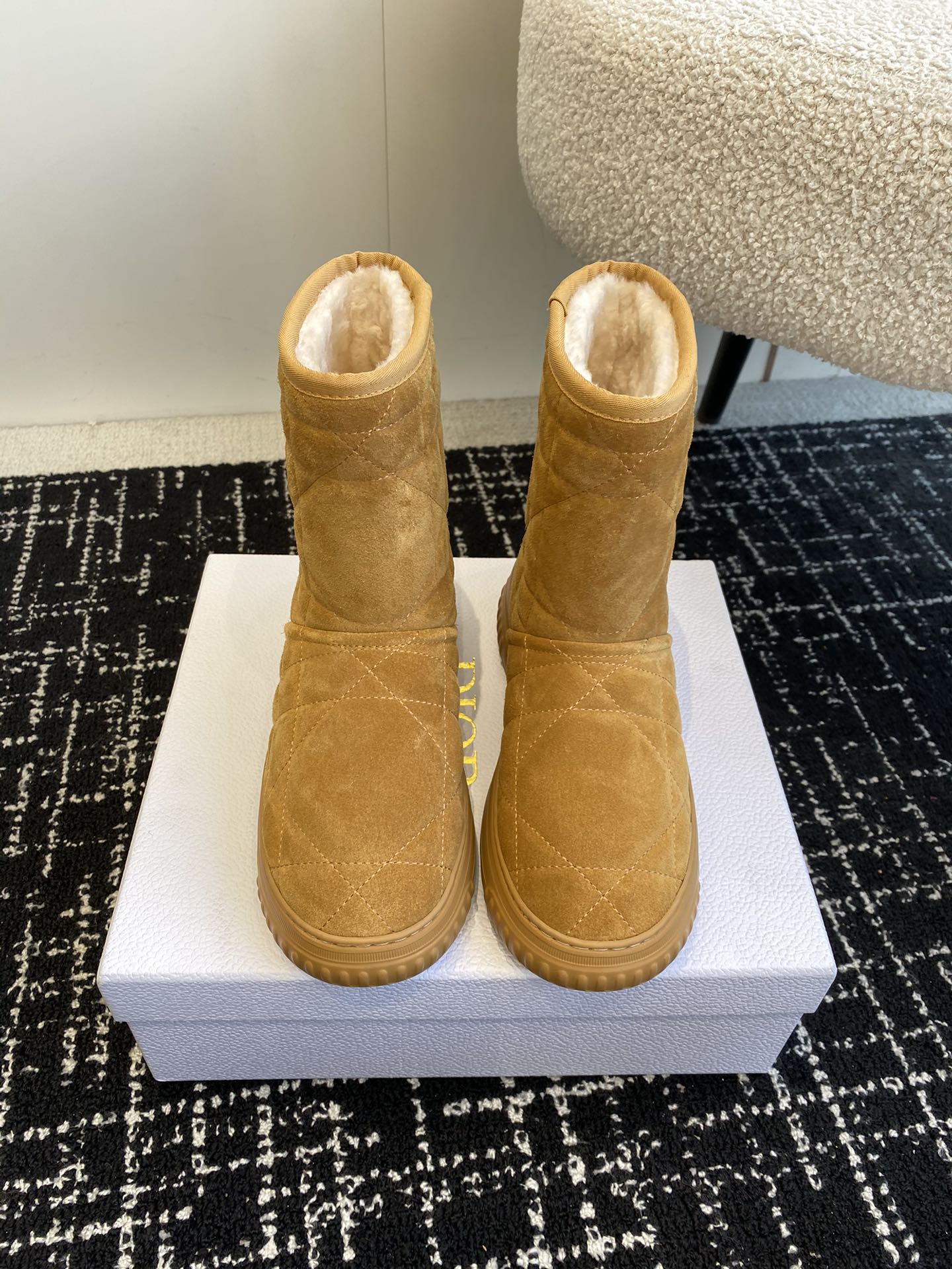 Снежные сапоги Dior 2024 с принтом - Кофейно-коричневый