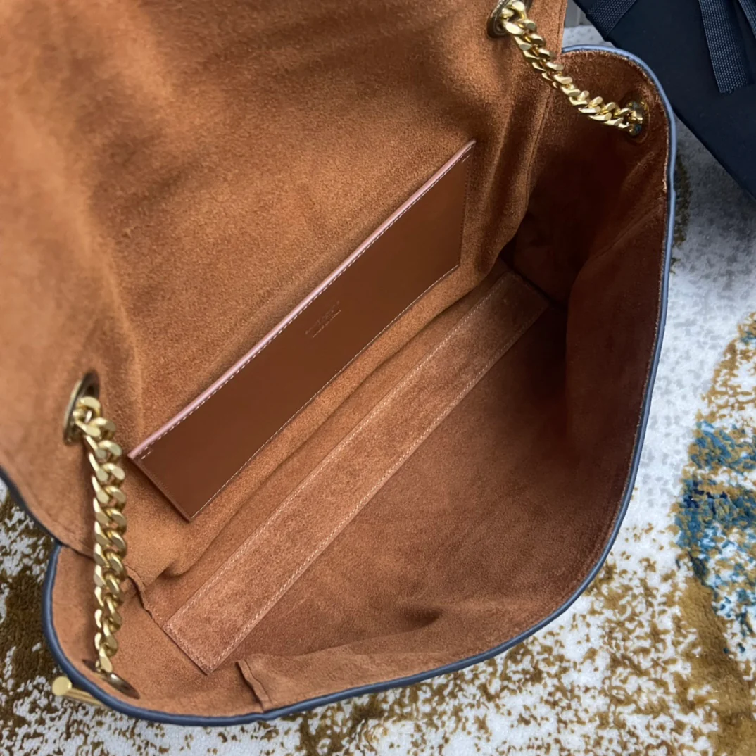 YSL-Kate Double Bread - Кожа с тиснением под крокодила - Черный - 28 см