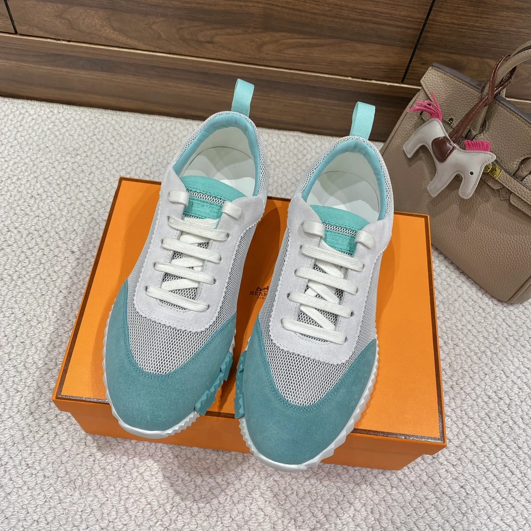 Весенняя коллекция Hermes 2022 — Спортивная повседневная обувь — Унисекс — Серо-зеленый