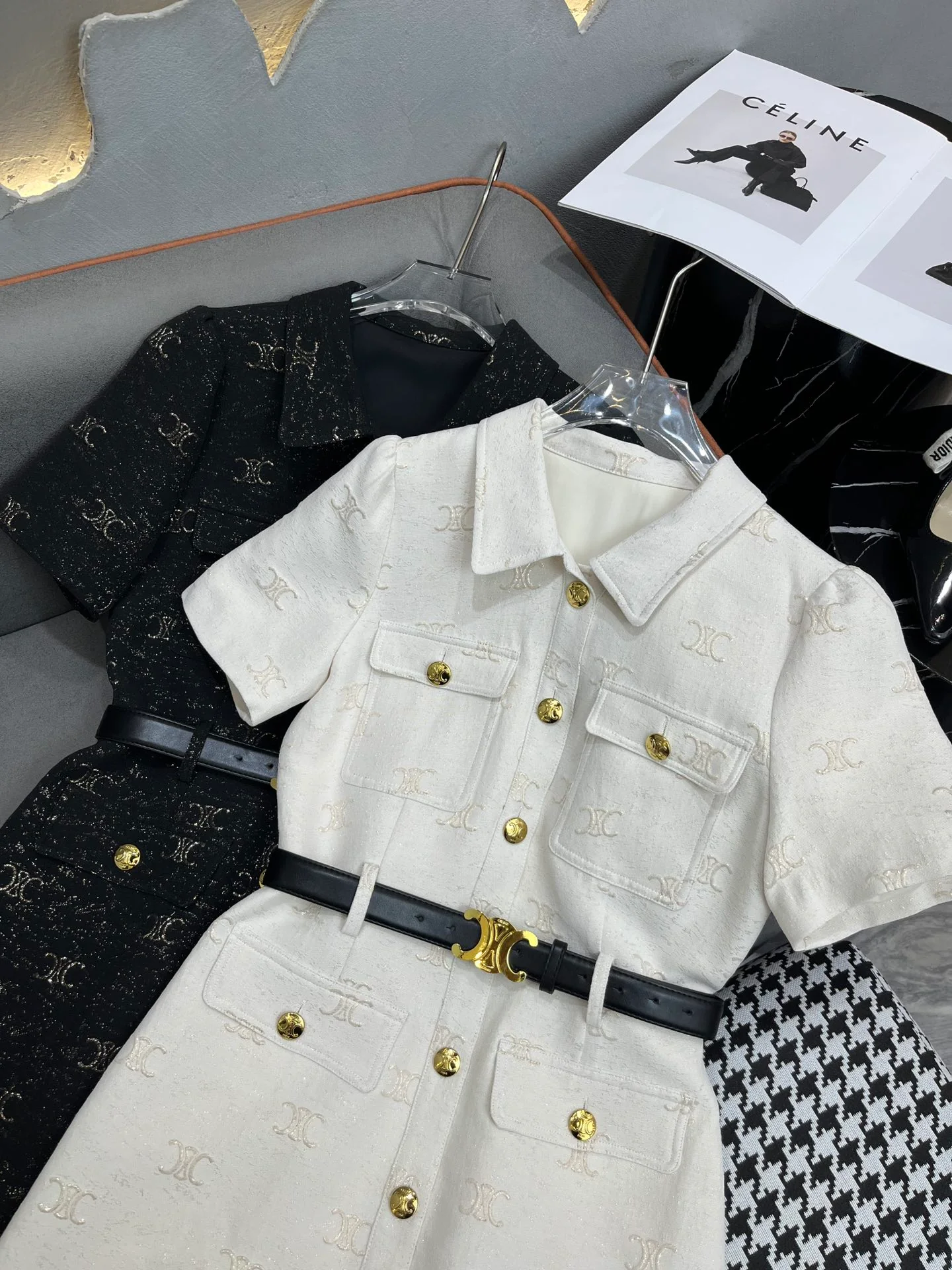 Платье Celine 2403-24ss весна/лето, новое, с отворотом, черное.