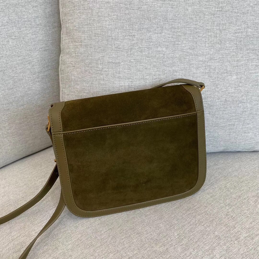 Булочка YSL Solferino Tofu — замша — зеленая