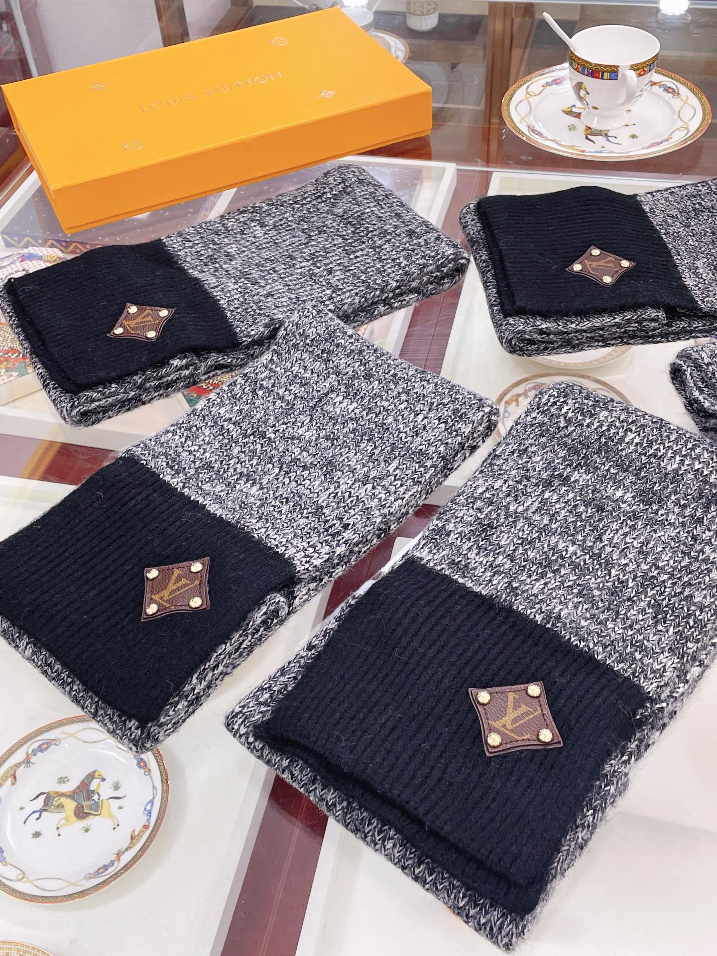 Вязаный шарф LV - 100% кашемир - 20 см - 180 см