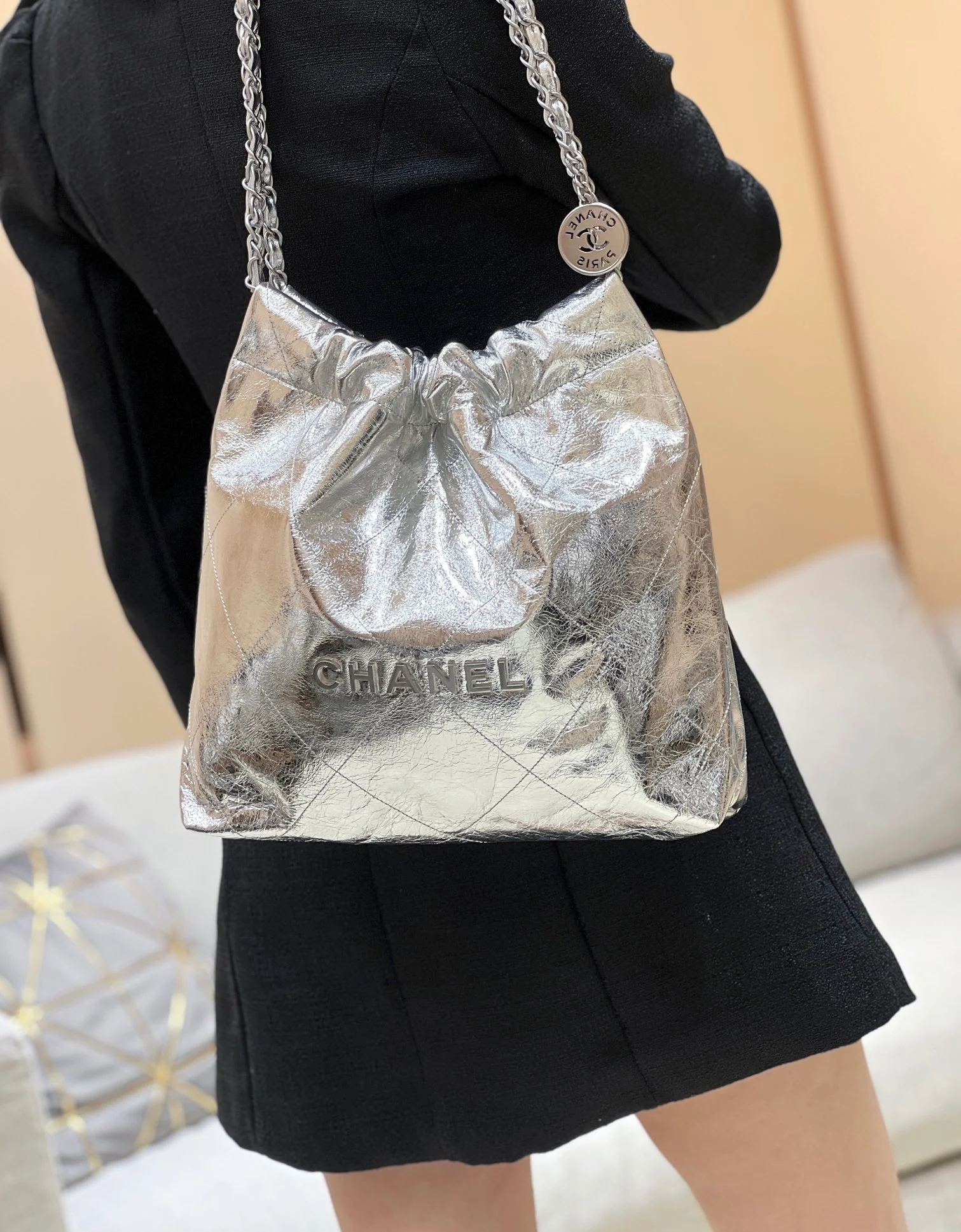 Сумка Chanel 25c 22 - Металлическая кожа - Серебристый
