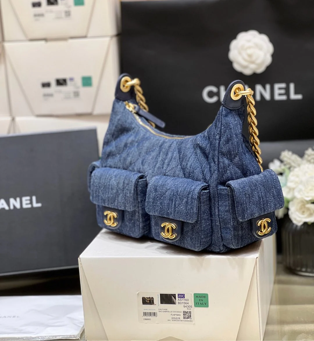 Сумка Chanel 25c Denim Hippie Bag - синяя