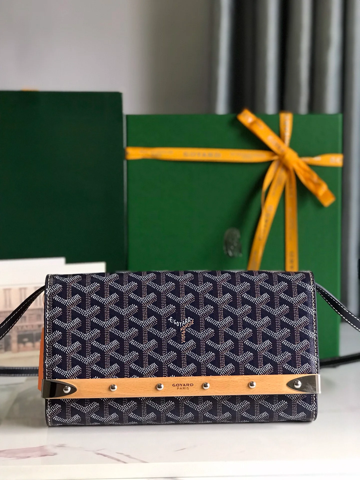 Клатч Goyard Monte Carlo, маленький, темно-синий.