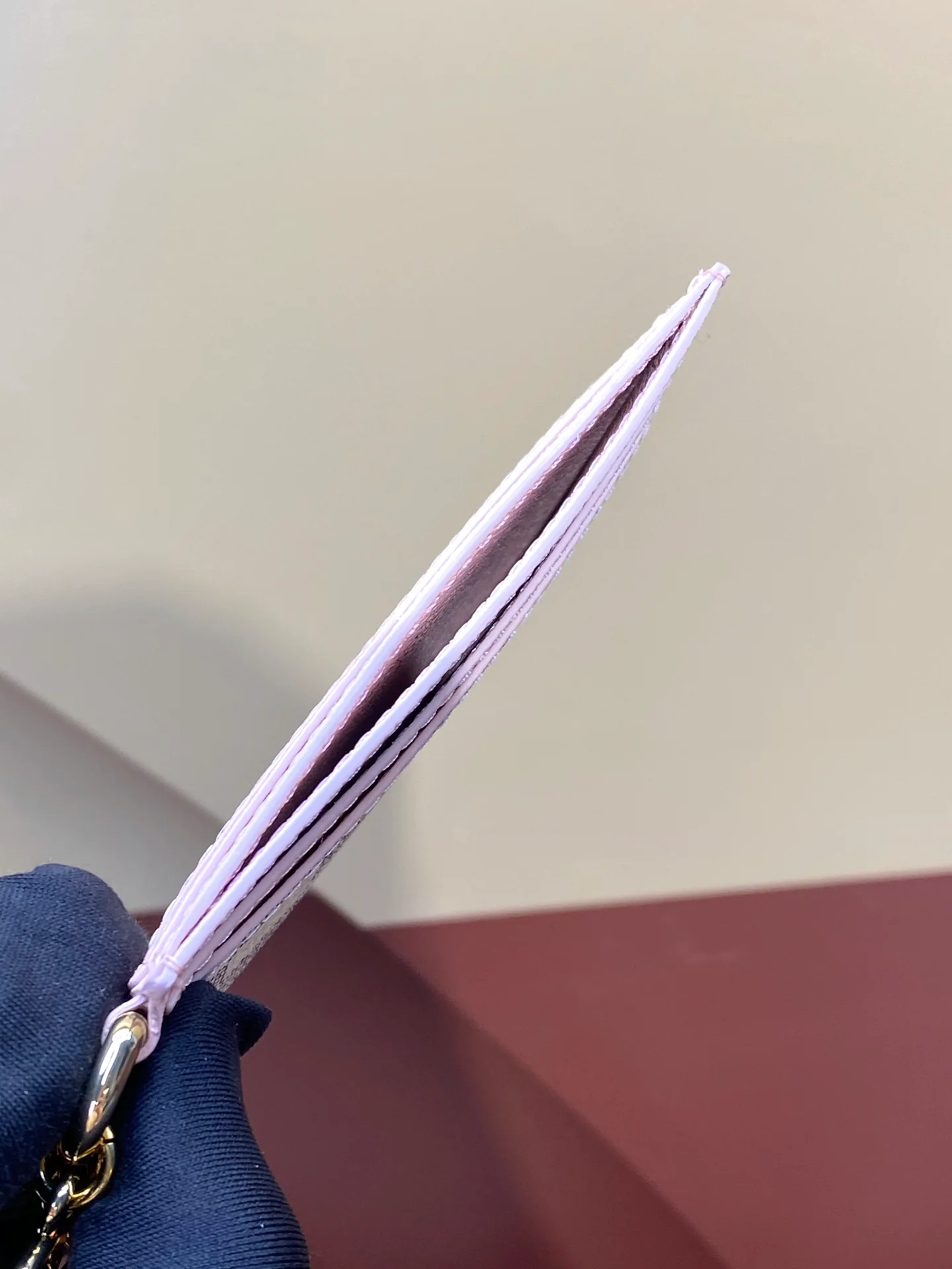 LV-m82132-Карманный держатель для карт/кошелек для денег - розовый с белым клетчатым узором