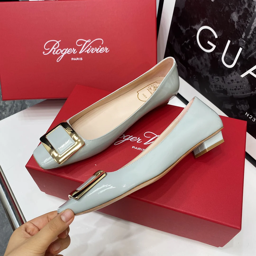 Туфли на каблуке RV-2-5 см - светло-голубые