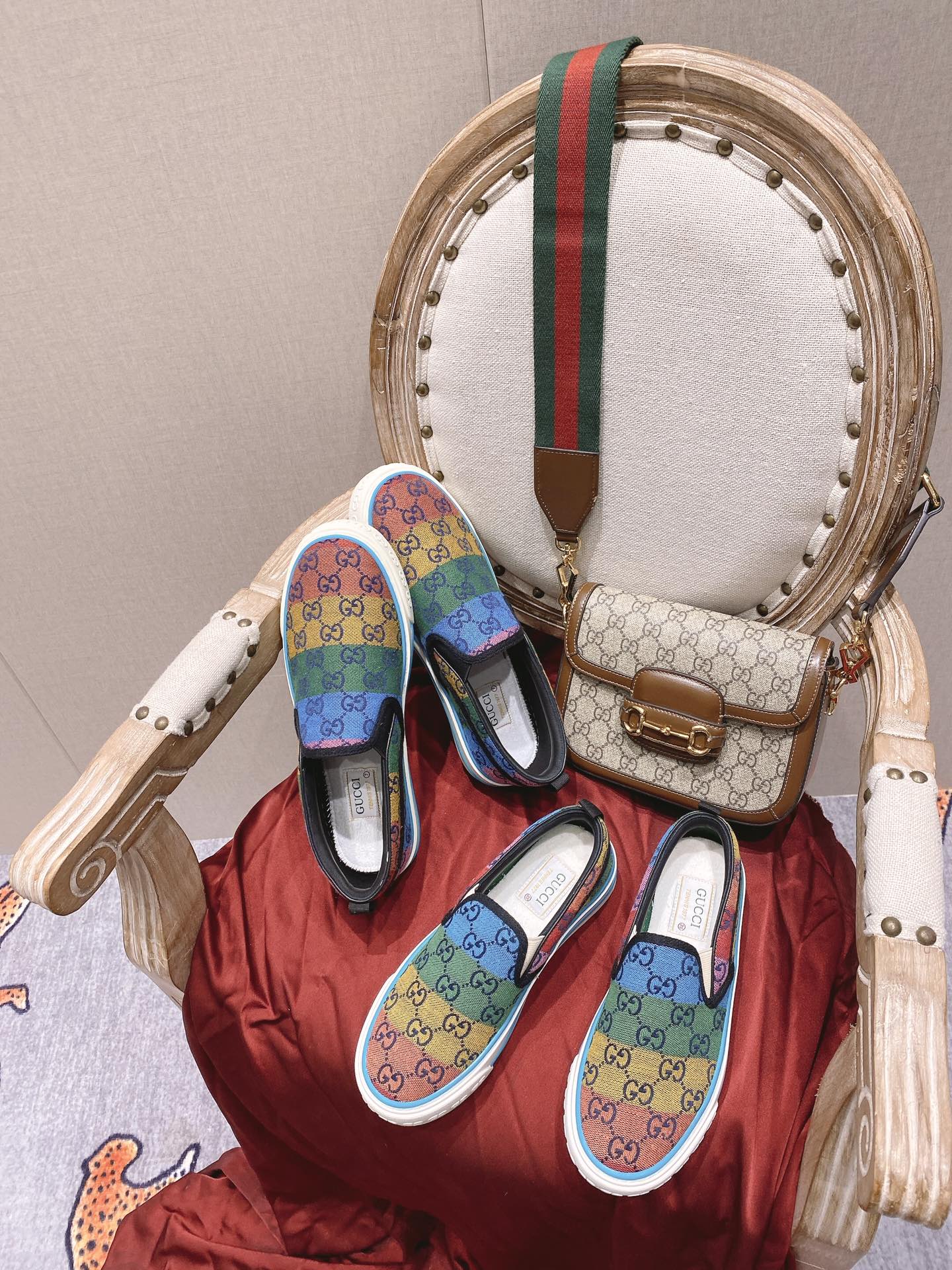 Классические лоферы Gucci 1977 года, серия - парусиновые - разноцветные