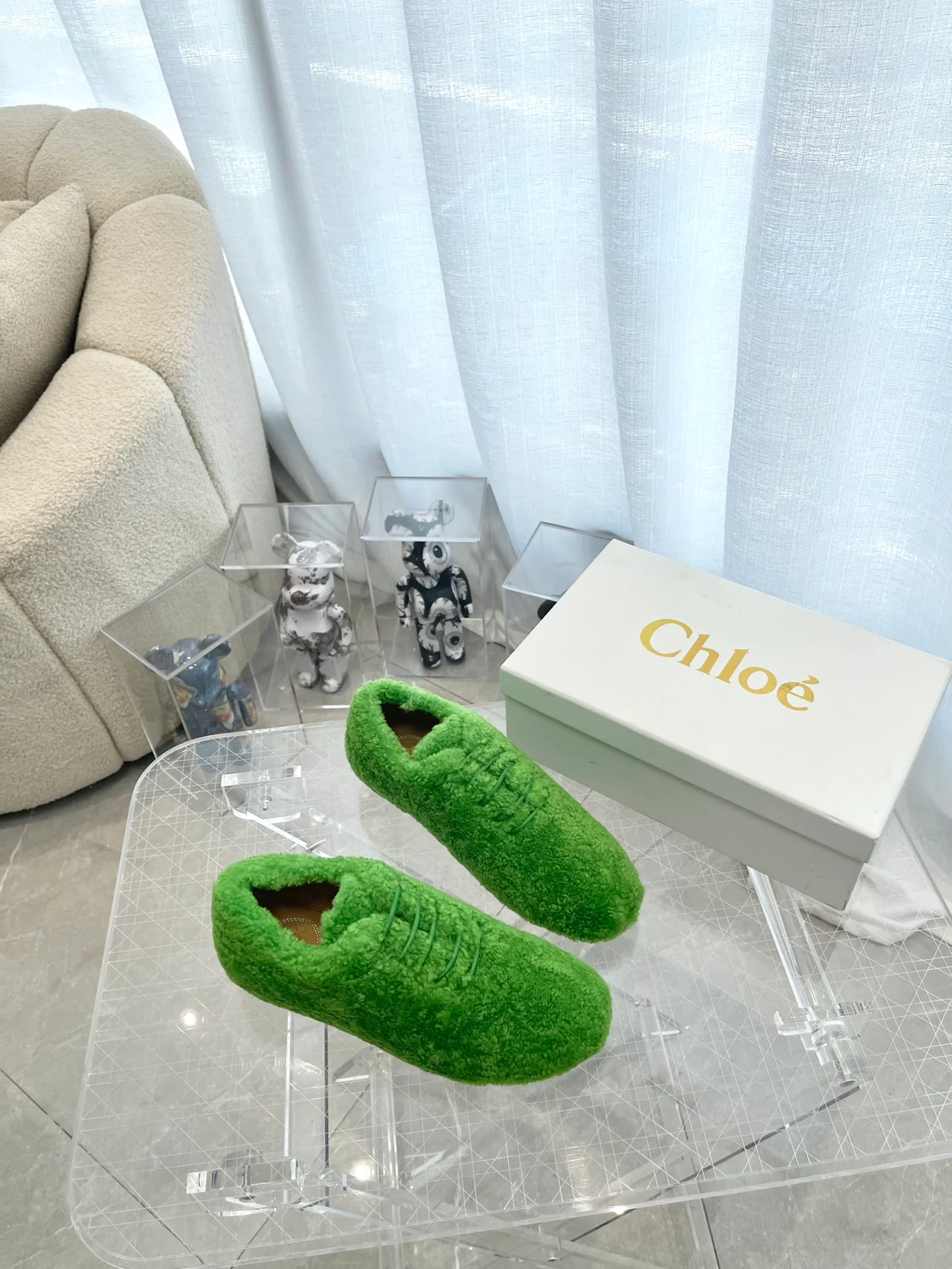 Туфли Chloe - Chloe - овечья шерсть - лоферы - зеленые