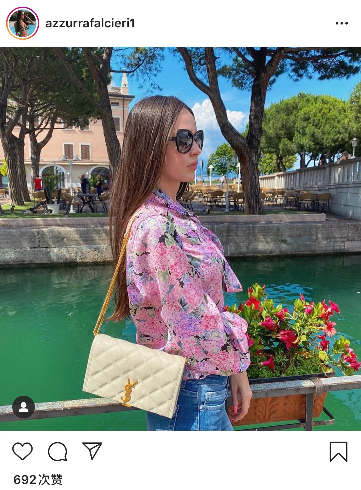 Сумка YSL-Becky из овечьей кожи с ромбовидной стёжкой и цепочкой