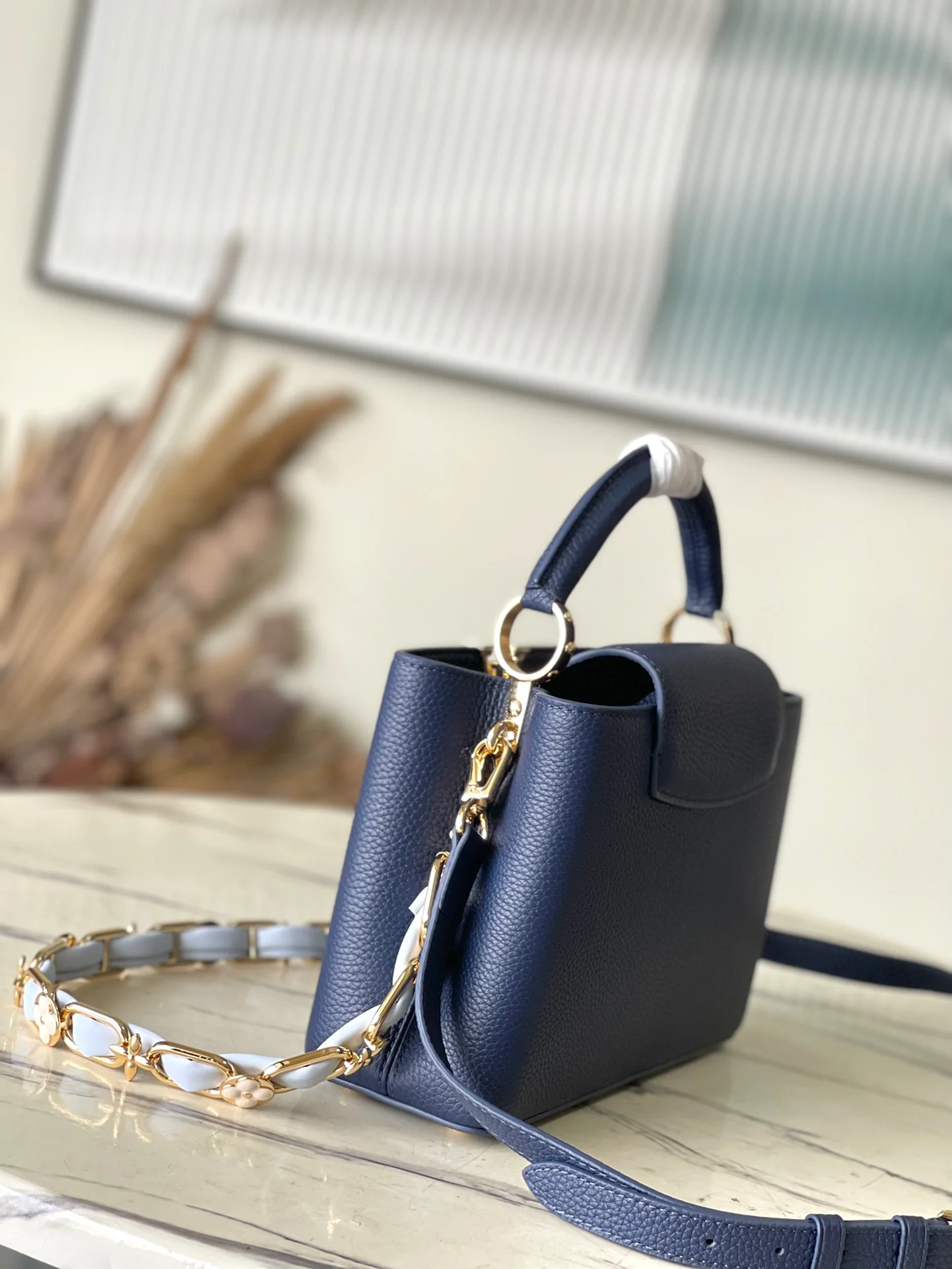 m23199-LV-Capucines Маленькая сумочка/сумка через плечо - синяя