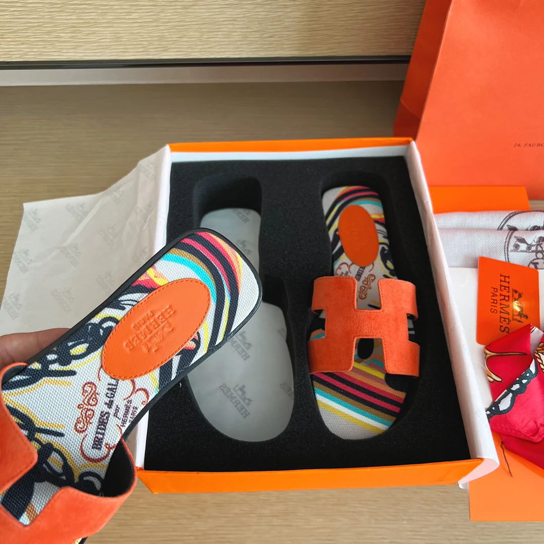 Тапочки Hermes-h Flat Slippers-2