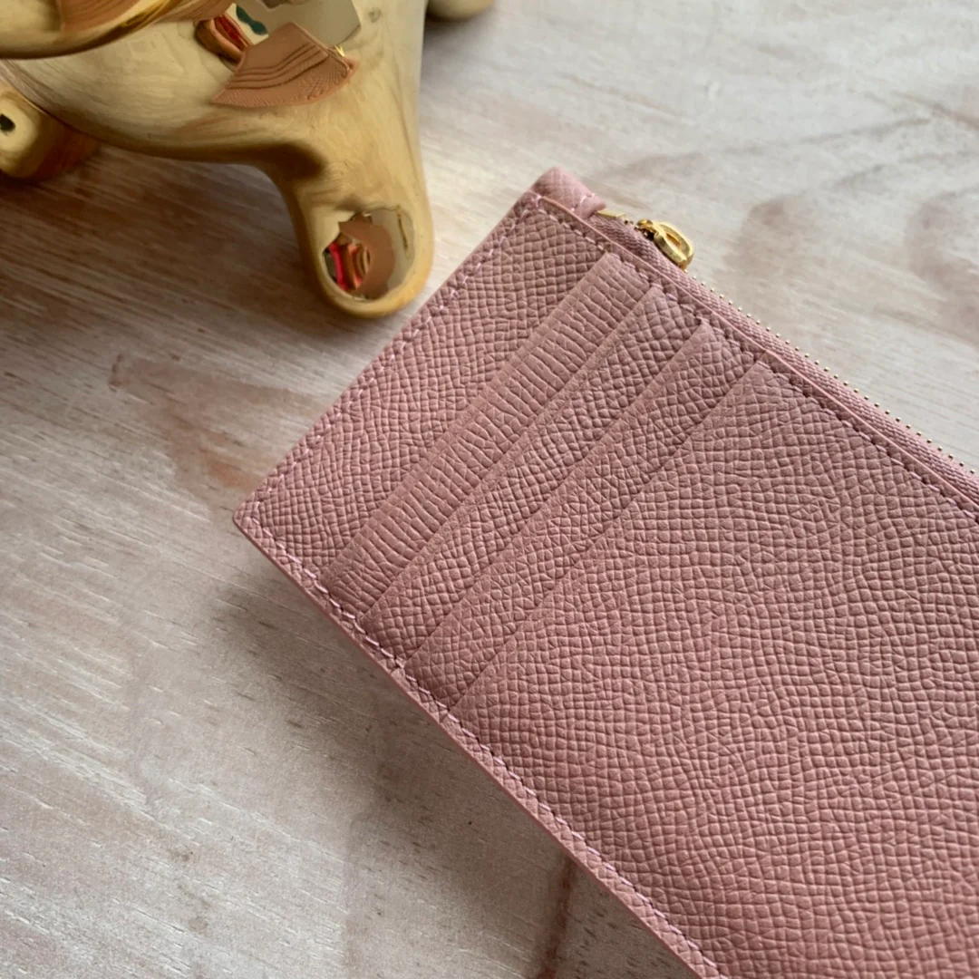 Кардхолдер Celine из зернистой телячьей кожи с застежкой-молнией - розовый