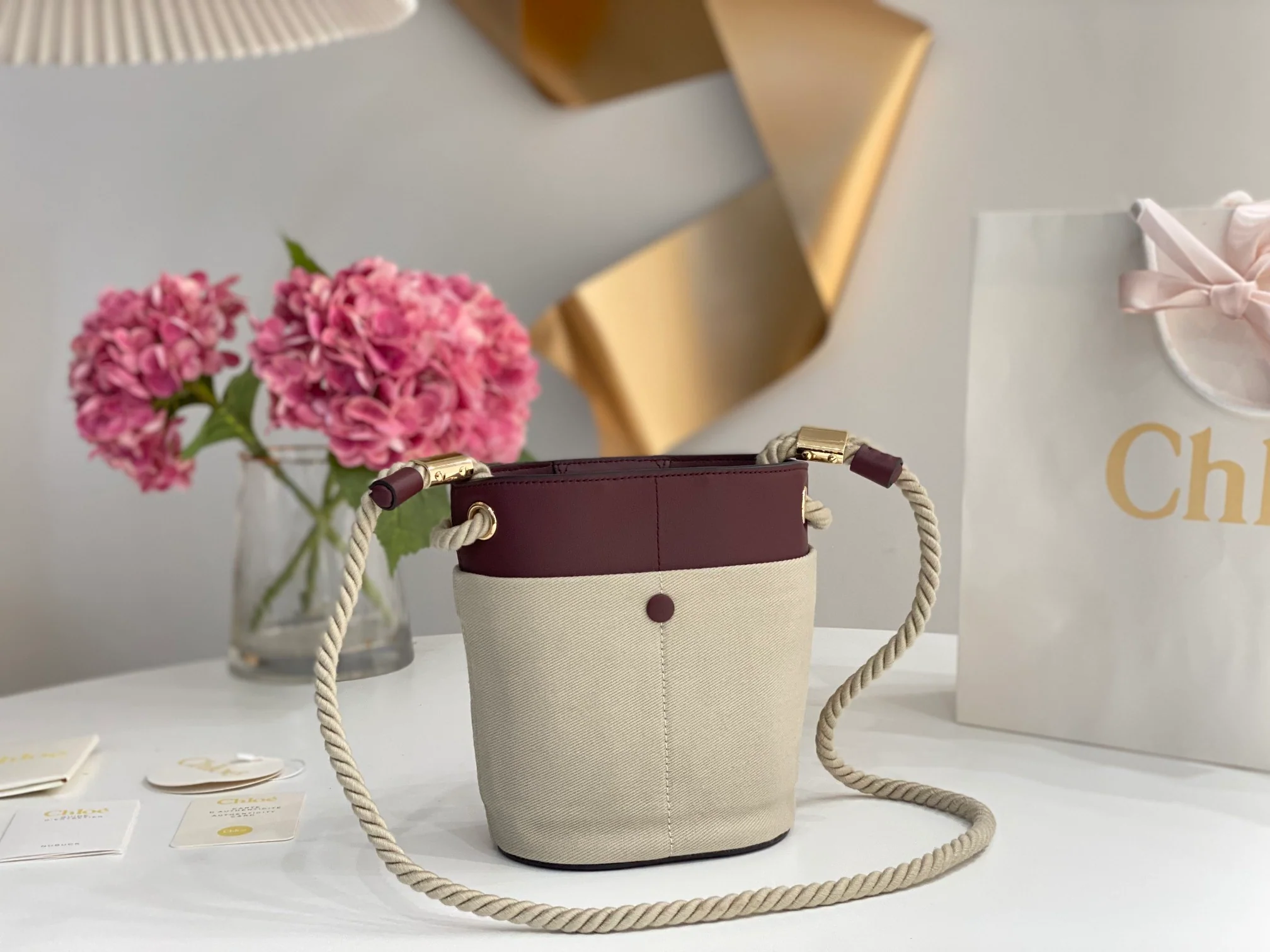 Сумка-ведро Chloe-key - бордовая