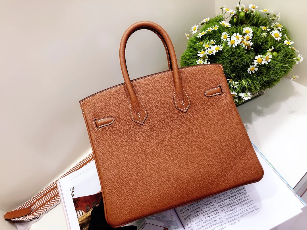 Hermes Birkin 25 Togo Gold Brown Silver Buckle