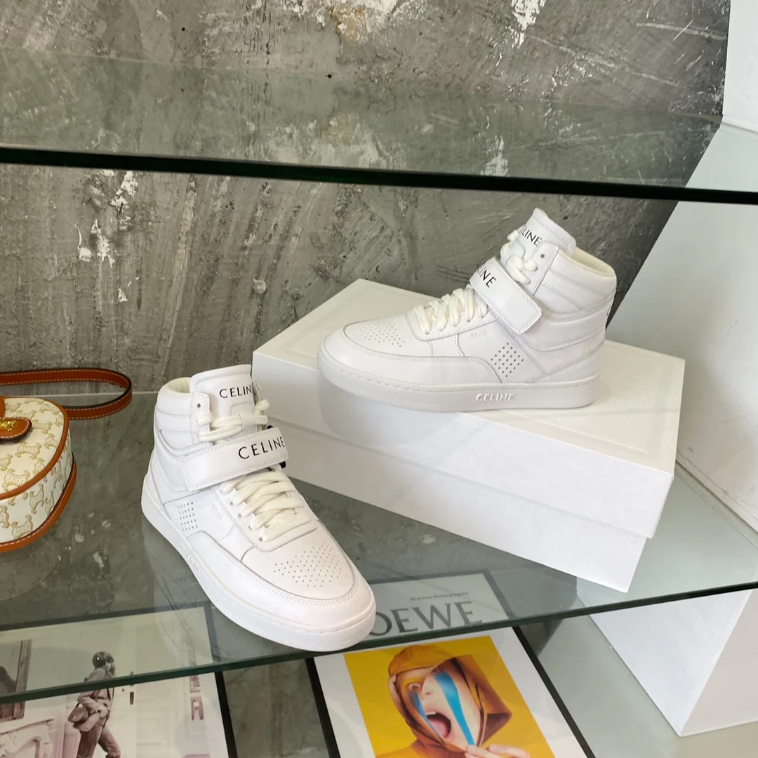 Спортивные повседневные высокие кроссовки Celine - белые