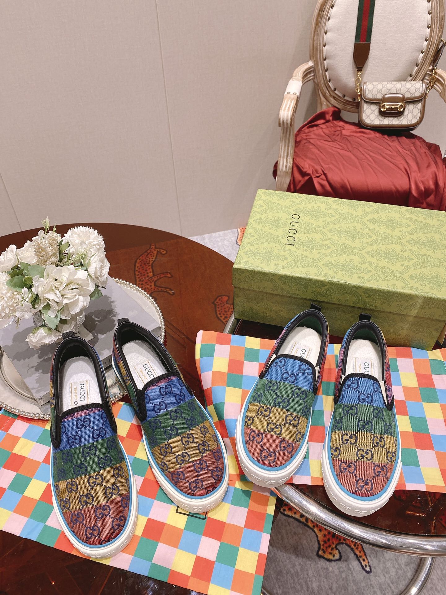 Классические лоферы Gucci 1977 года, серия - парусиновые - разноцветные