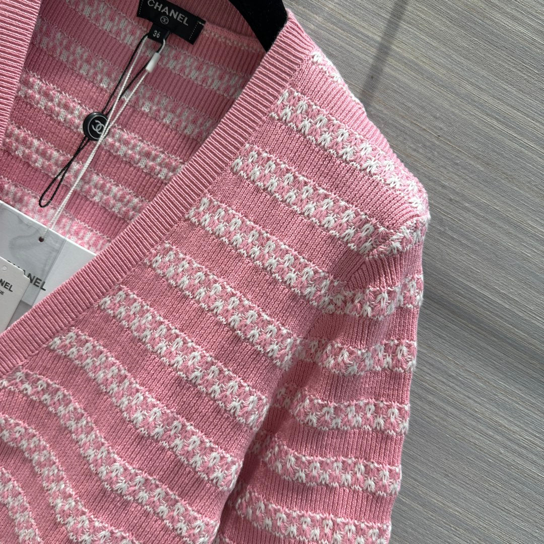 Chanel 2403 - Вязаный кардиган с V-образным вырезом - Розовый