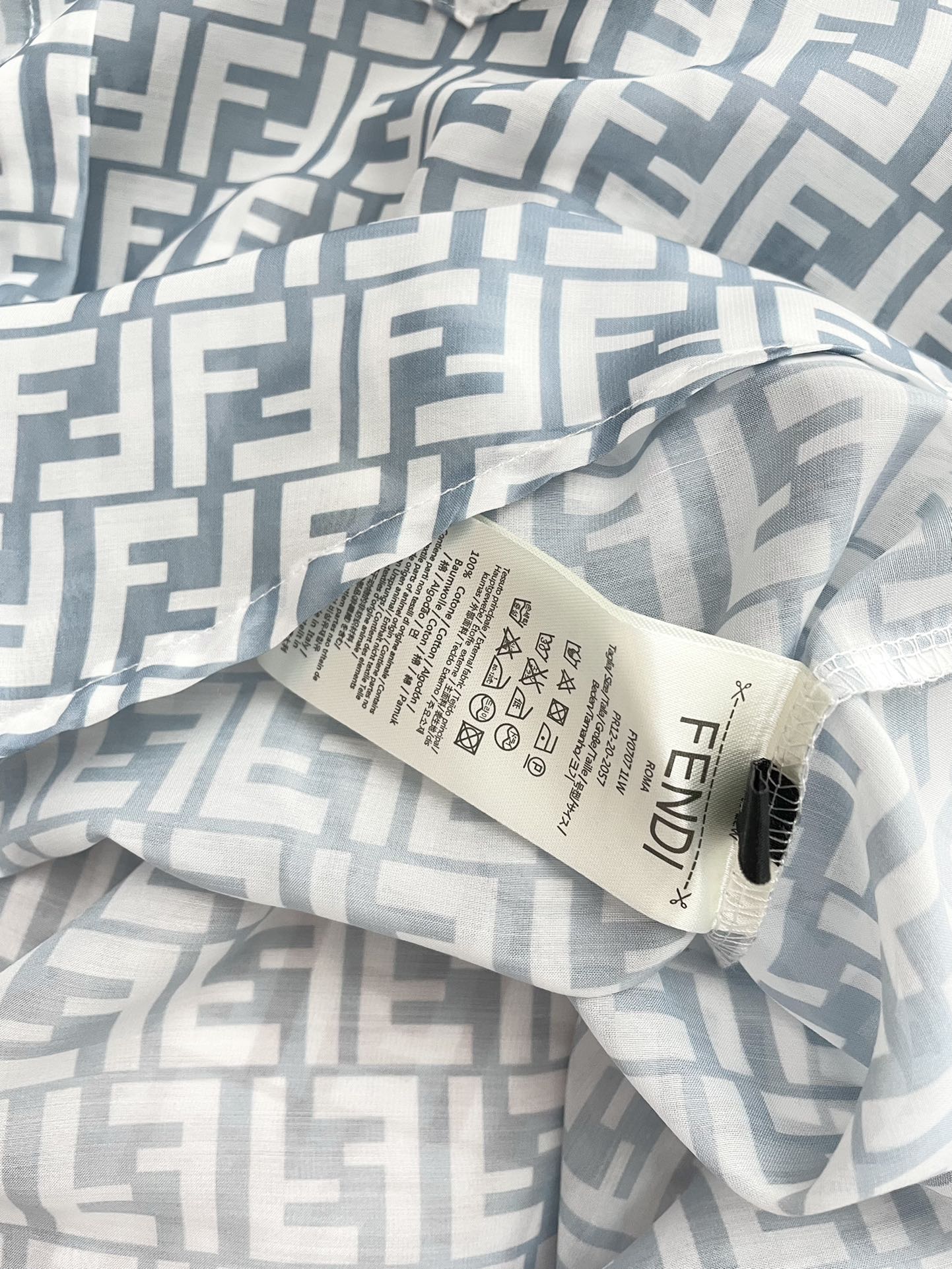 Fendi-2403 - Весна/Лето. Новая рубашка из хлопка и льна с цифровым принтом, легкая.