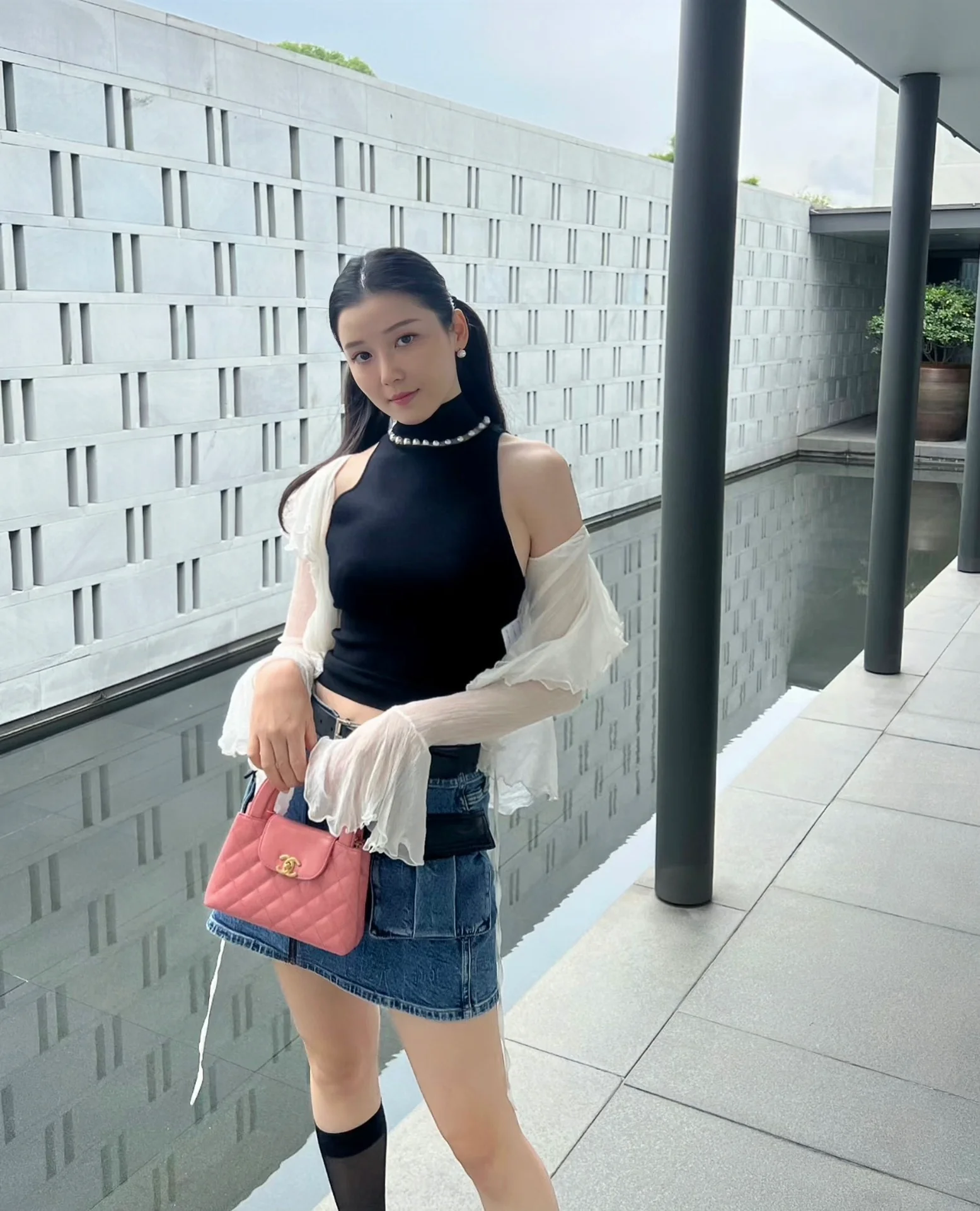 Сумочка Chanel Kelly Chain, большая, кораллово-розовая