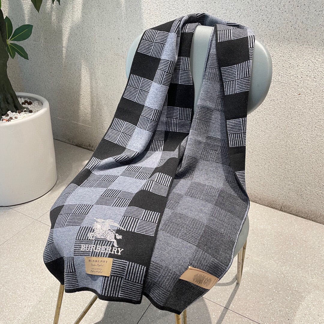 Классический шарф для верховой езды Burberry - 180 см - 32 см - 100% - Импортный вязаный кашемир - Черный