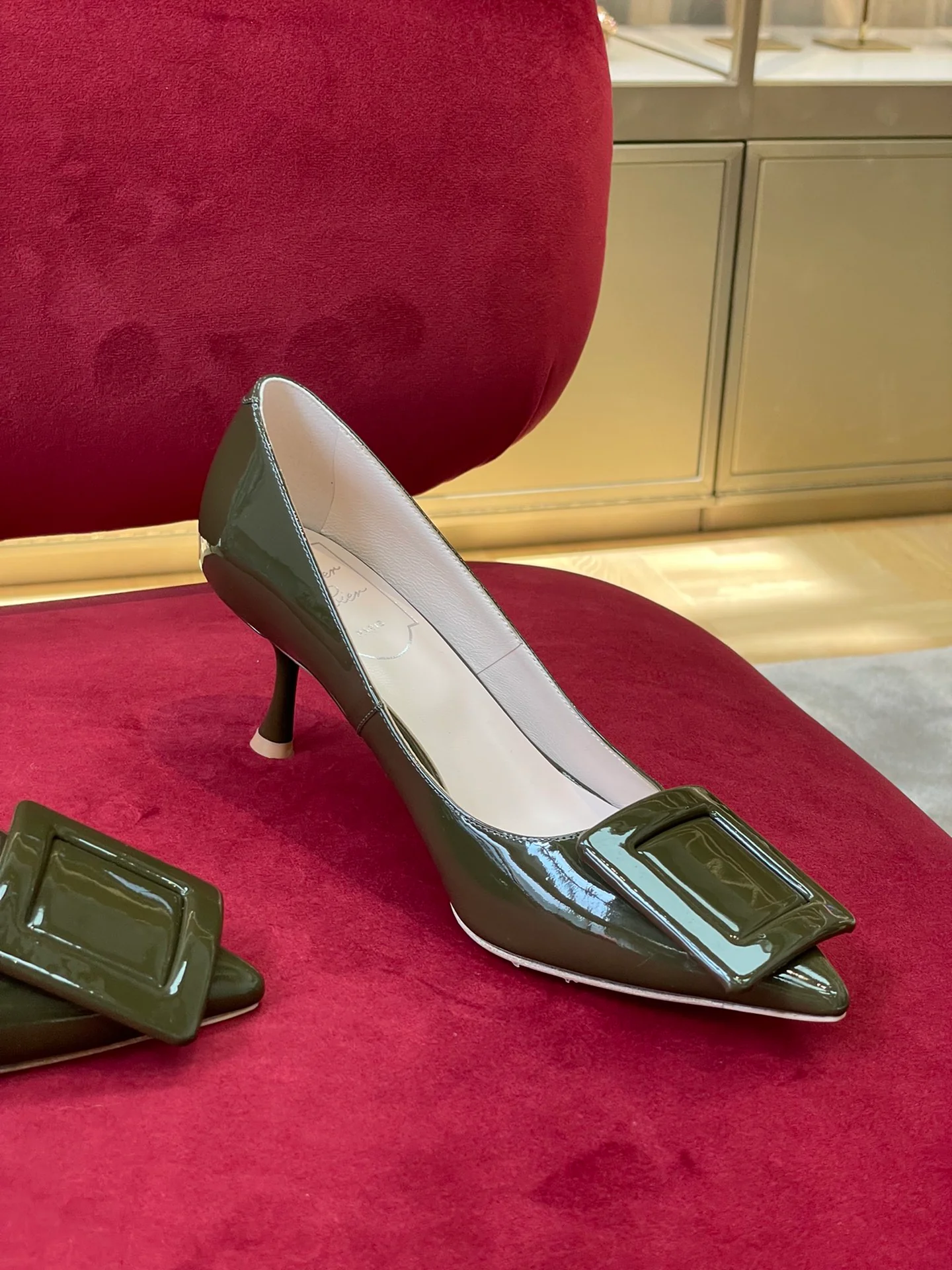 Туфли для автодомов - туфли на каблуке с острым носком - зеленые