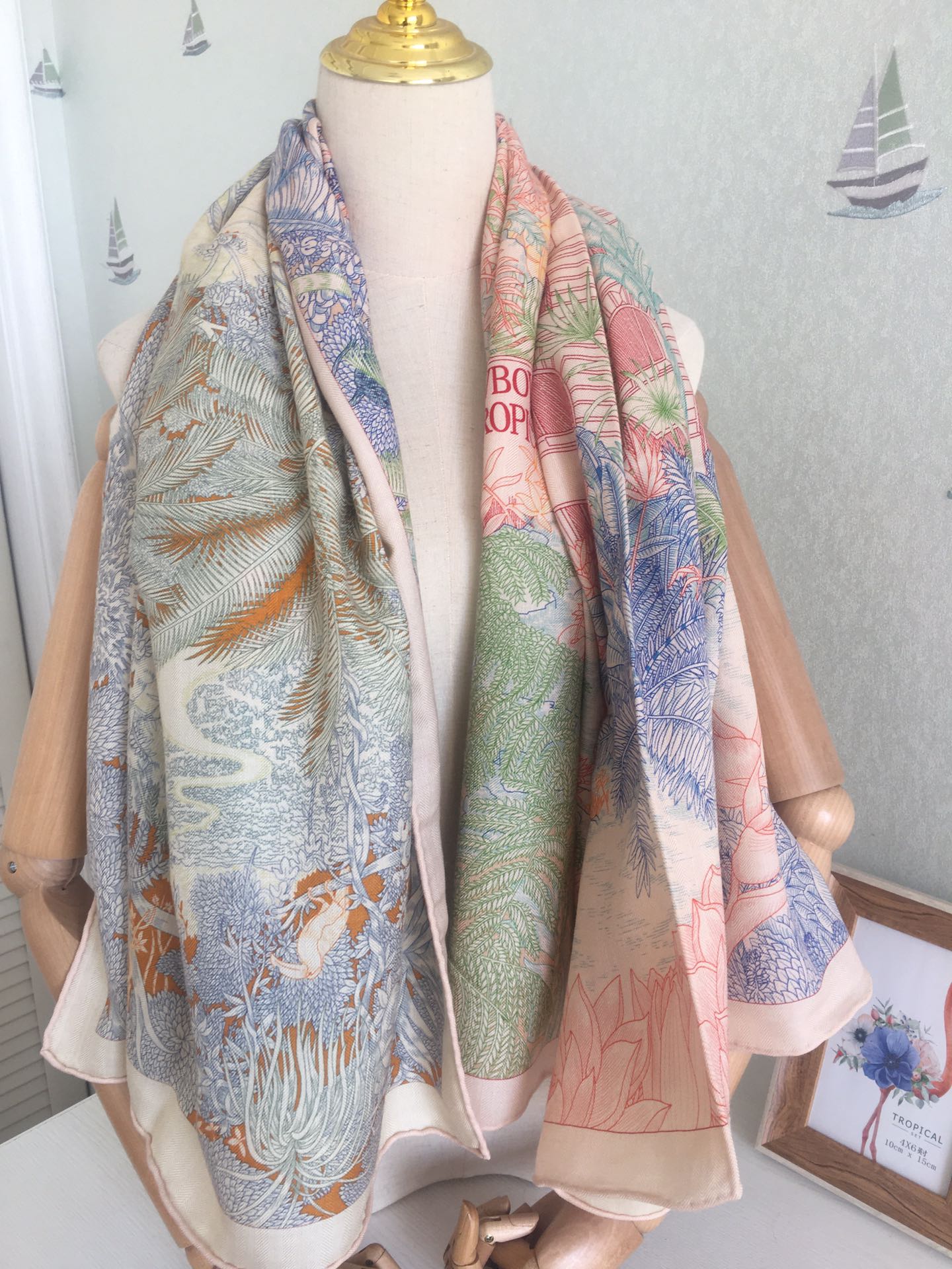 Двусторонний бархатный платок Hermes 140 - 2 шт.