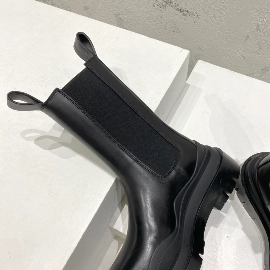 BV-22ss - Британские ретро-сапоги до середины икры - Унисекс - Черные