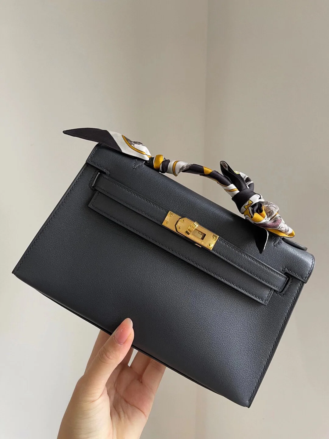 Hermes Mini Kelly 1st Generation Swift Midnight Blue with Gold Buckle