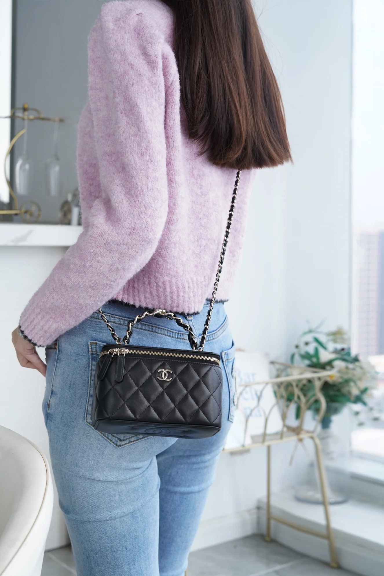 Chanel - Длинная сумка-коробка - Черная