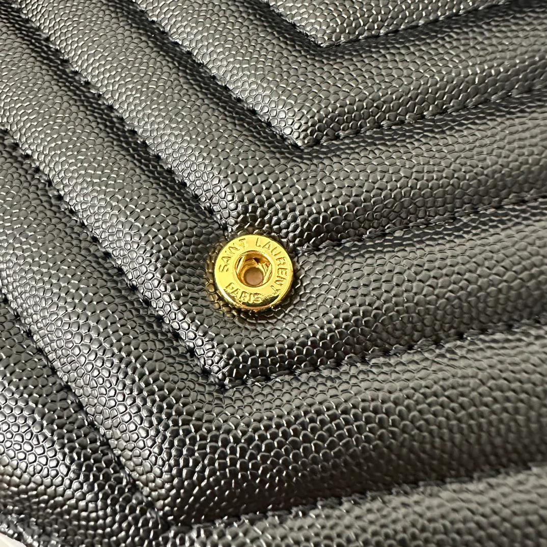 YSL Monogram Caviar WOC Black with Gold Buckle 19cm