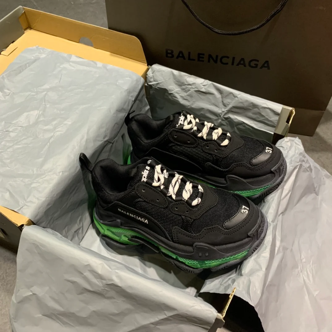 Li Shi - Dad Shoes - Air Cushion Sole - Black and Green