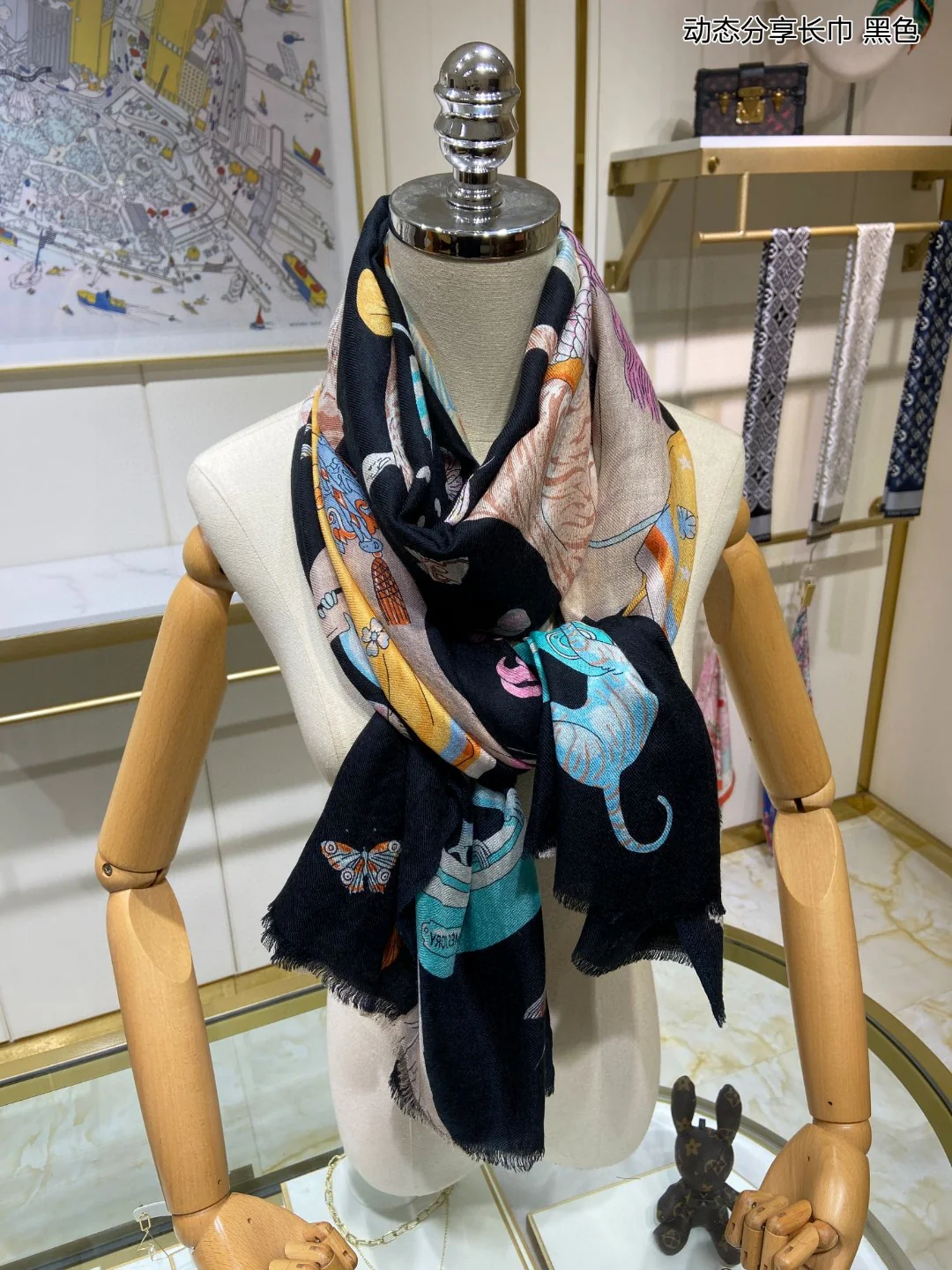 Hermes - Динамичный длинный шарф Dynamic Sharing - 110-200 см - 100% высококачественный кашемир - 1 шт.