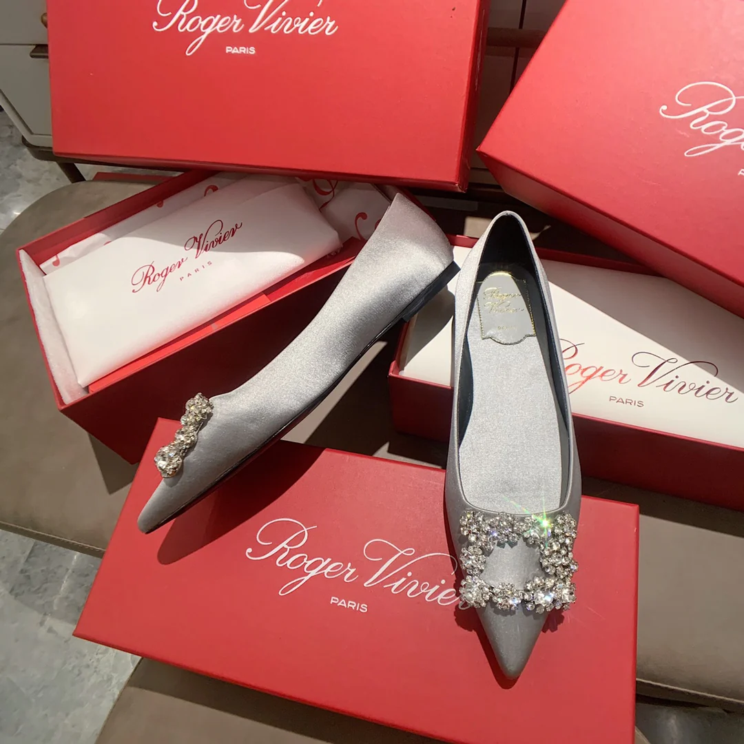 RV-Плоское дно-Шелковая пряжка со стразами-Серебристый-1