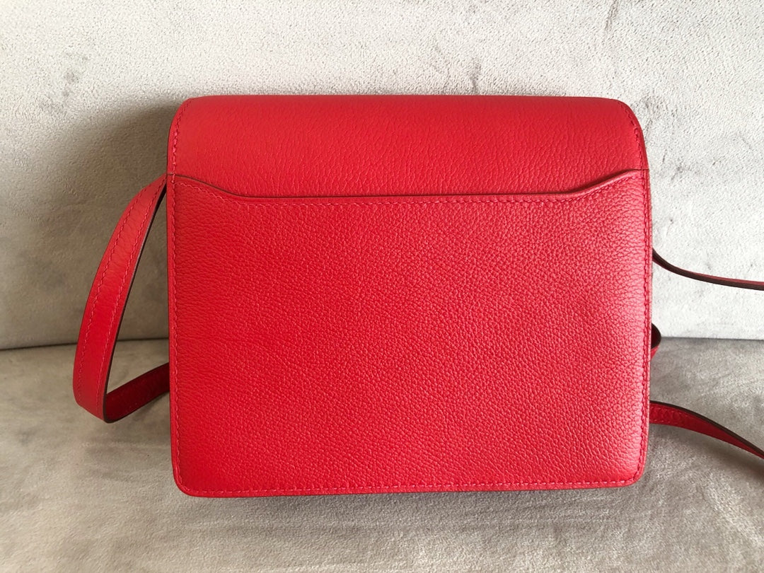 Hermes Roulis 19 темно-красный с серебряными пряжками